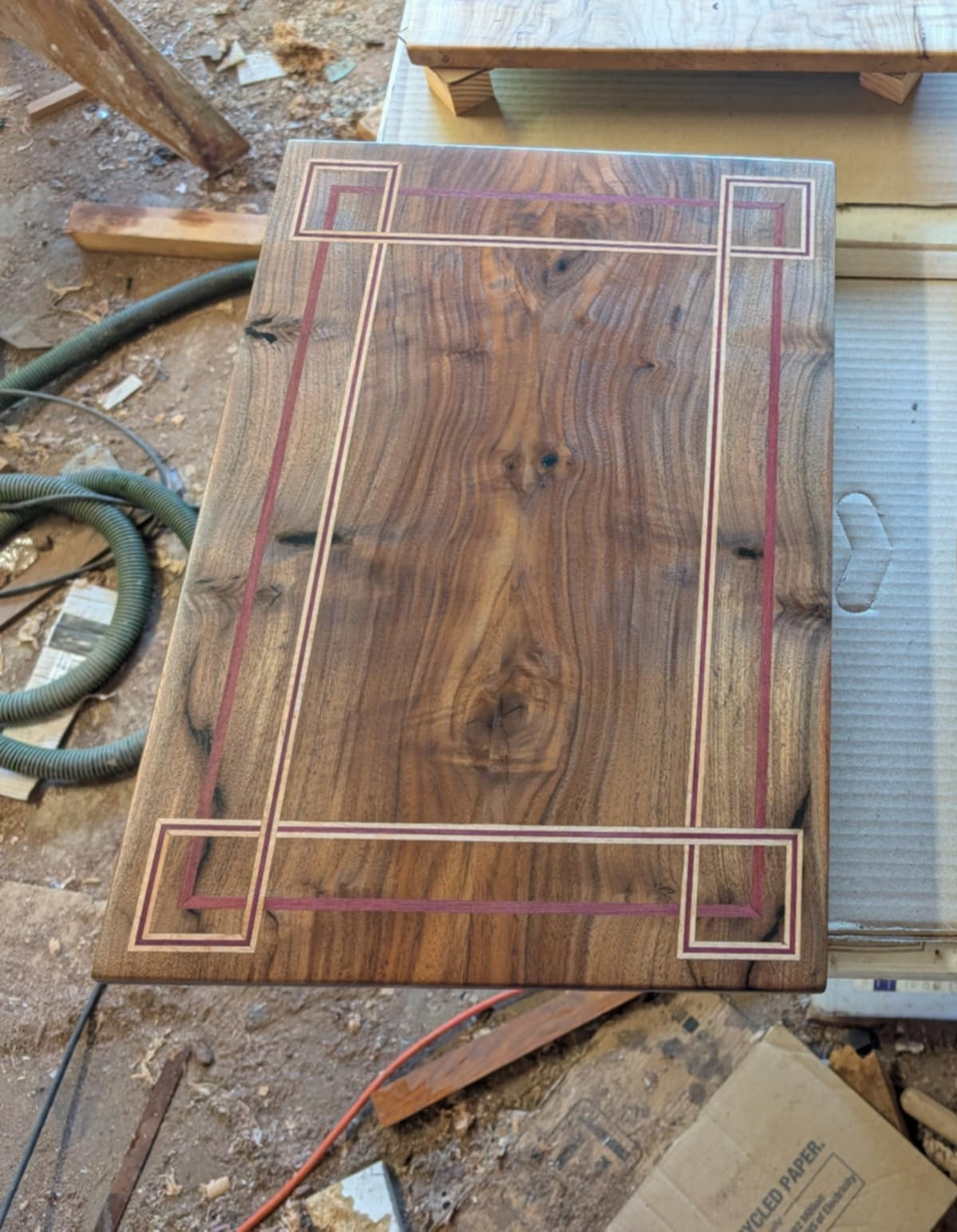Walnut Side Table with Maple and Purpleheart Inlay