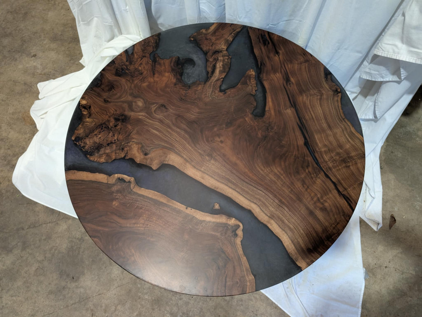 Cloudy Night - Walnut and Resin Round