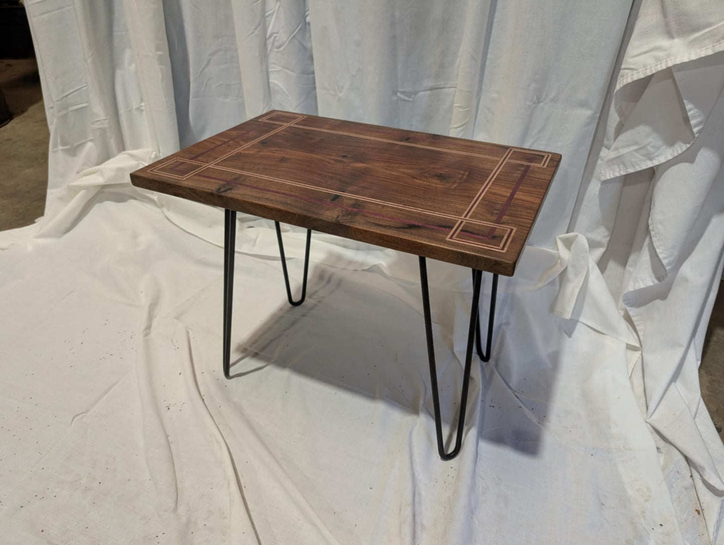 Walnut Inlay Side Table