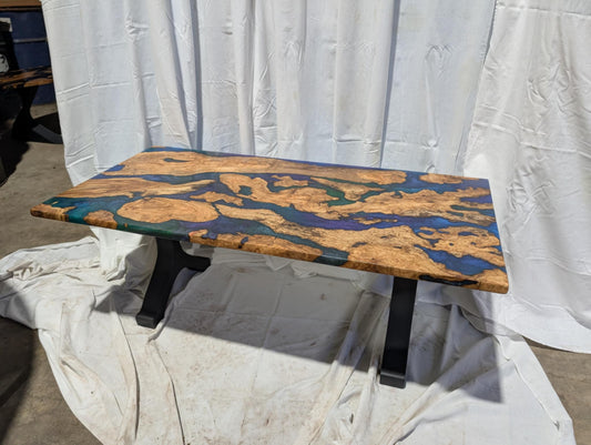 "Many Waters" - Olive and Resin Table