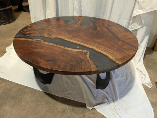 Cloudy Night - Walnut and Resin Round